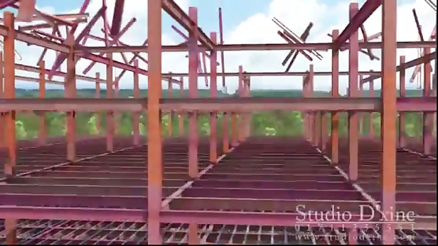 انیمیشن مراحل ساخت ساختمان اسکلت فلزی