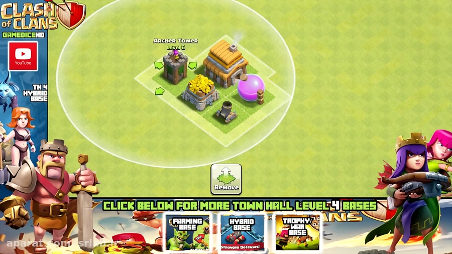 Clash of Clans Town Hall 4 Defense (CoC TH4) BEST Hybrid Base Layout Defense Str
