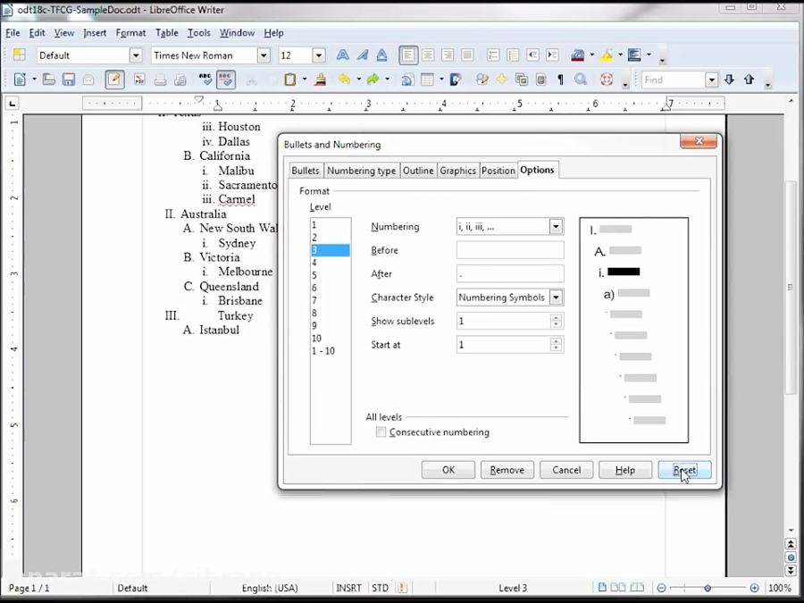 LibreOfficeWriter (21) Bullets and Numbering part 3.