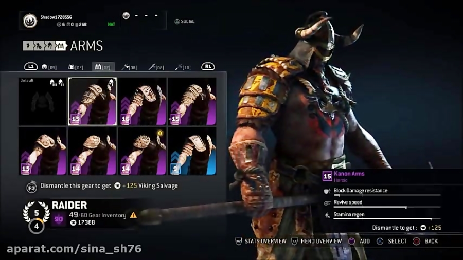 For Honor raider reputation 5 Heroic gear over view,