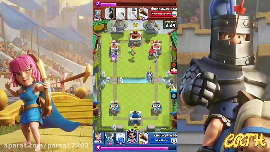 [2 HP] Hog - nado VS Golem Night Witch - TV Royale