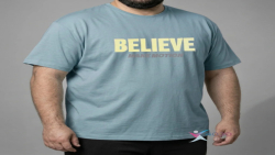 تیشرت پشت طرح دار ماکان BELIEVE سایز بزرگ مردانه4030(کدمحصول:809 )