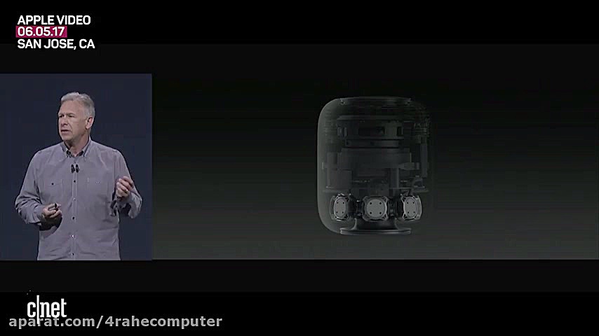 معرفی HomePod توسط فیل شیلر در کنفرانس WWDC زمان173ثانیه