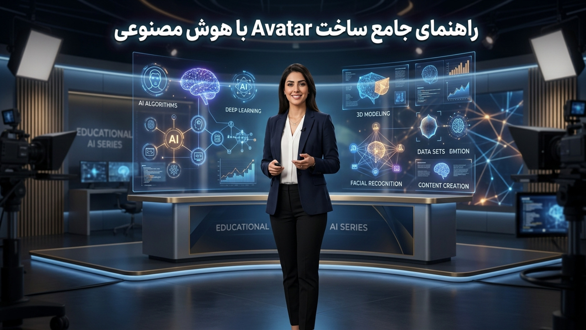 تصویر شاخص ویدیو راهنمای جامع طراحی و ساخت مجری واقع گرایانه (Avatar) با هوش مصنوعی