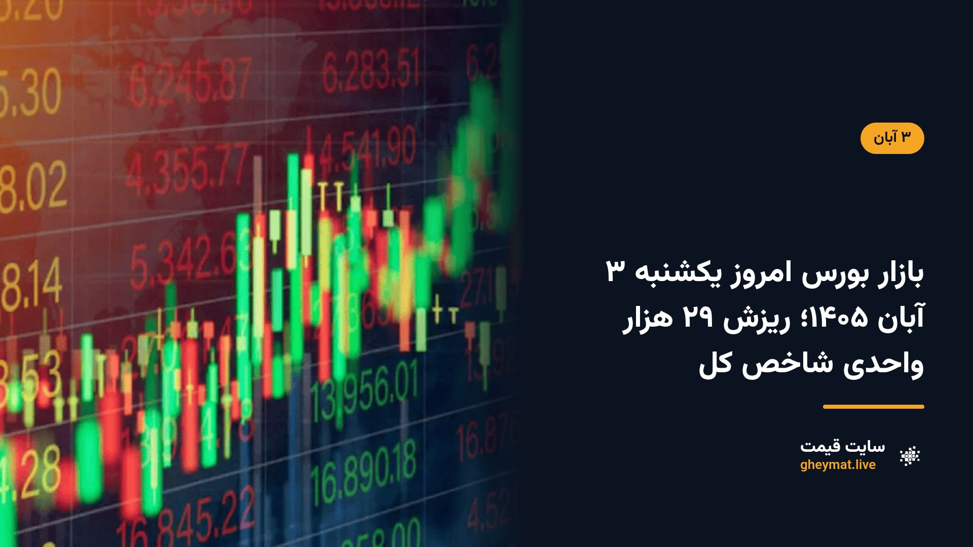 بازار بورس امروز یکشنبه ۳ آبان ۱۴۰۵؛ ریزش ۲۹ هزار واحدی شاخص کل