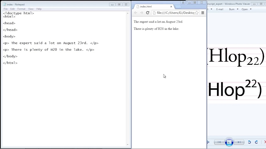 HTML Tutorial for Beginners - 24 - sup and sub elements