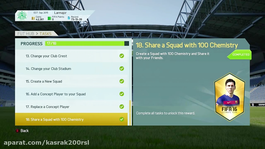 How To Share A Squad With 100 Chemistry In FIFA 16 Ultimate Team ( Manager Task )
