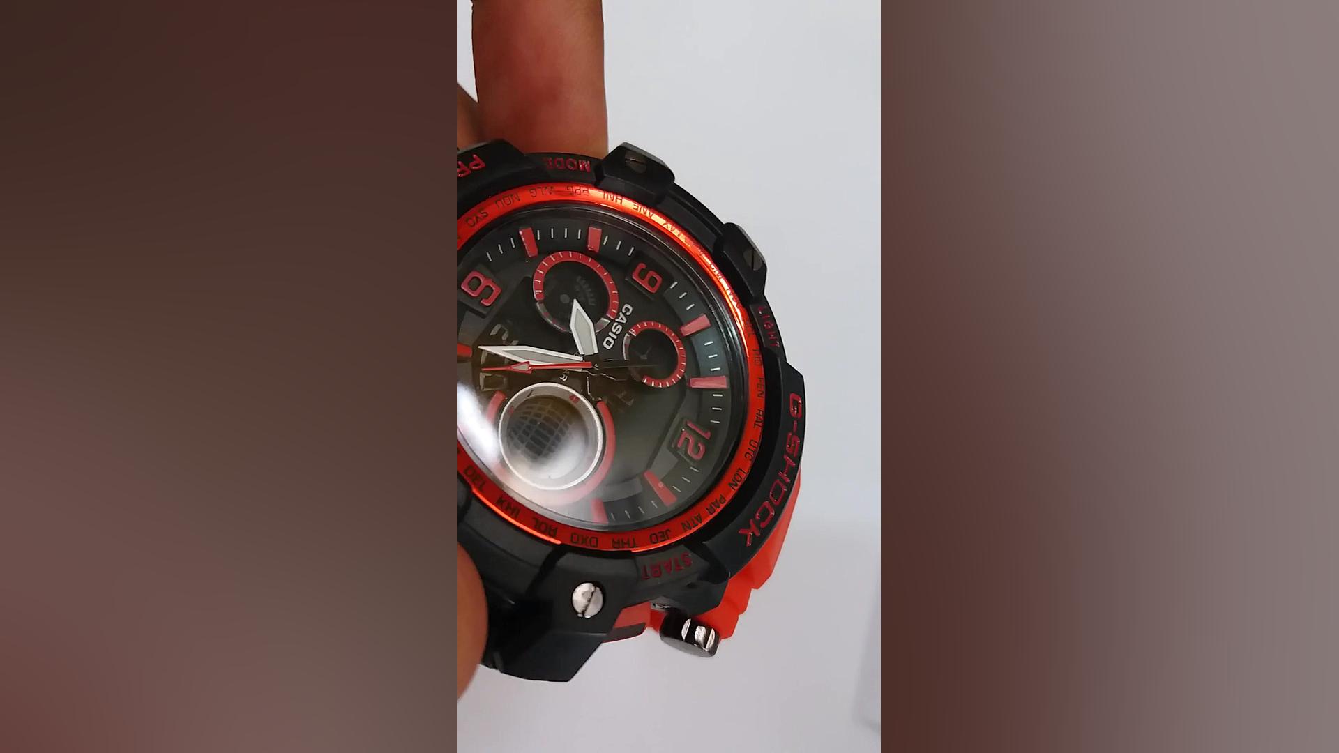 کاسیو جی شاک قرمز casio g_shock زمان43ثانیه