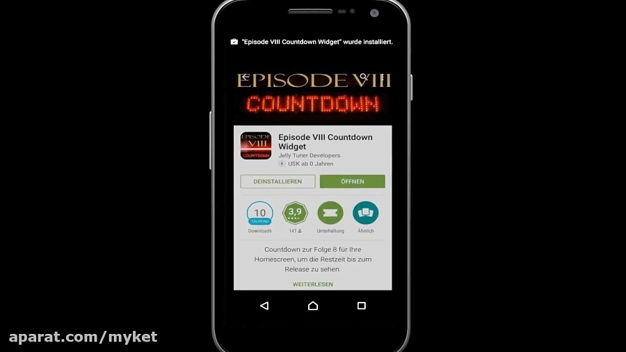 Star Wars Episode VIII The Last Jedi: Countdown App in Google Play Store زمان68ثانیه