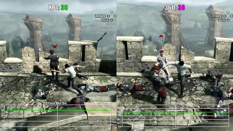 مقایسه فریم ریت Assassins Creed Brotherhood XO vs X360