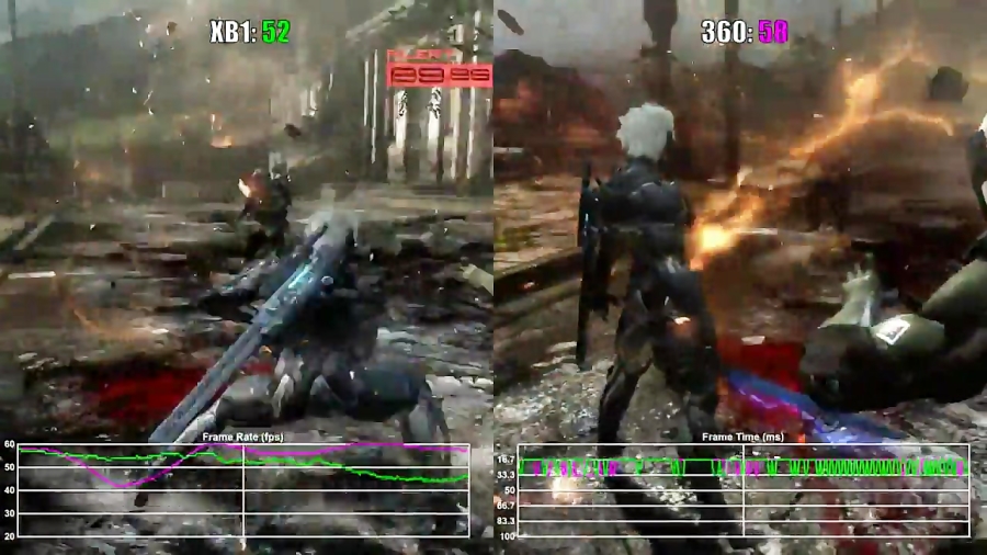 مقایسه فریم ریت بازی Metal Gear Rising XO vs X360