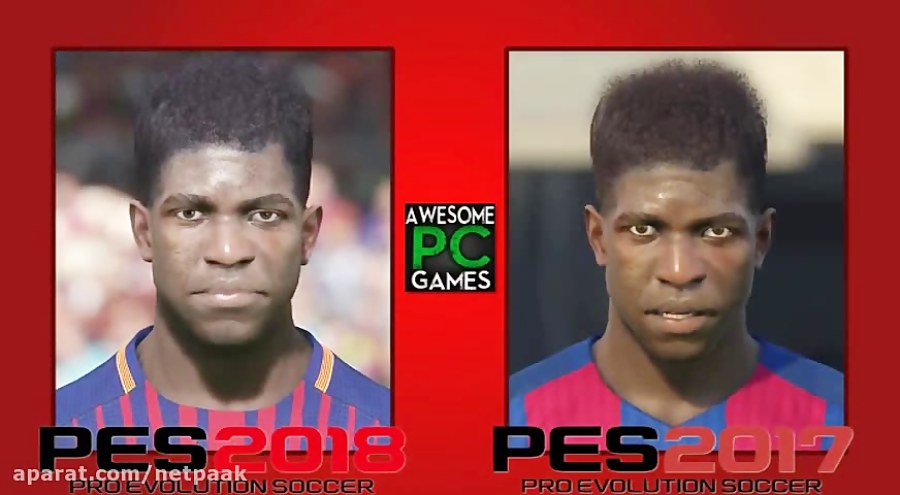 مقایسه چهر ها در بازی PES2018 با PES 2017 - پیشرفت زیاد