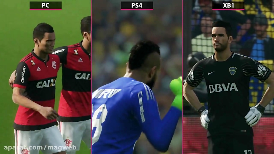 مقایسه بازی PES 2018 در PS4 با PC با XBOX ONE