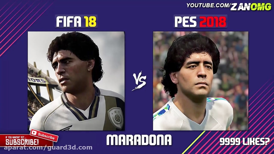 مقایسه چهره بازیکنان در FIFA 18 و PES 2018