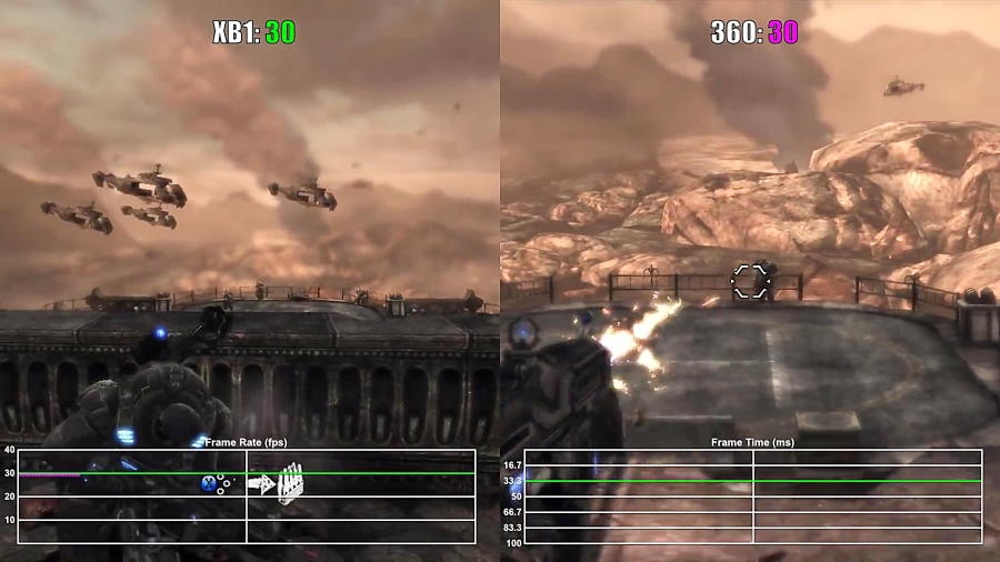 مقایسه فریم ریت بازی Gears of War 2 XO vs X360