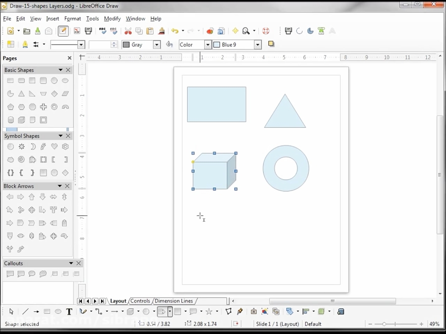 LibreOffice Draw (16) Shapes Part 5 Extra Handles and S