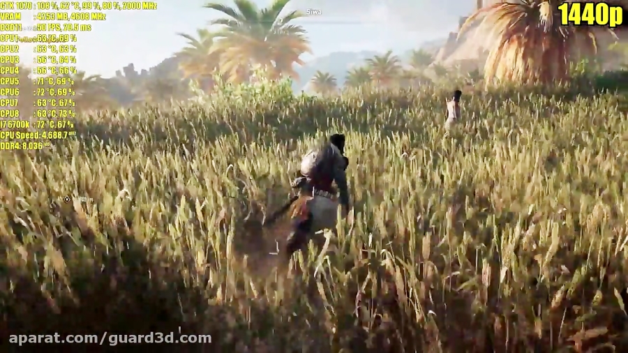 فریم ریت Assassins Creed Origins روی GTX 1070 OC