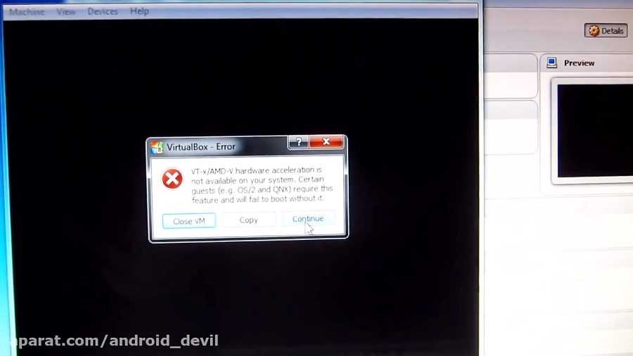 How to fix VirtualBox "Hardware acceleration is not available" error