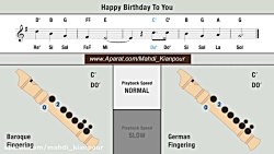 تولدت مبارک (Happy Birthday to You)  آموزش فلوت ریکوردر