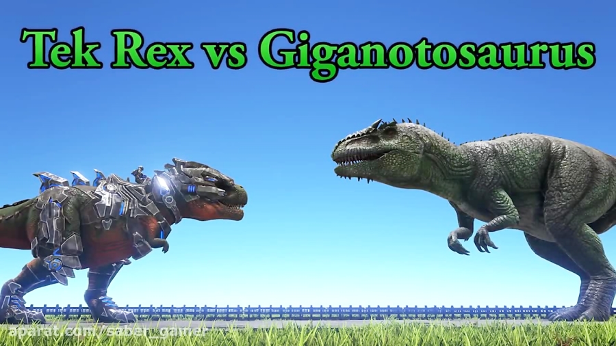 Tek Rex Vs Giganotosaurus Ark Survival Evolved Cantex