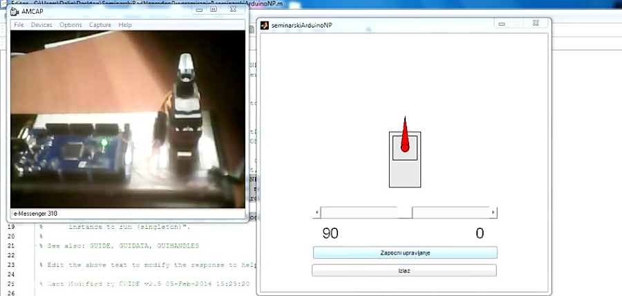 Control servo motor with Arduino board and Matlab GUI ( Serial port )