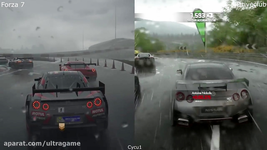 مقایسه گرافیکی بارش باران در بازی Driveclub و Forza 7