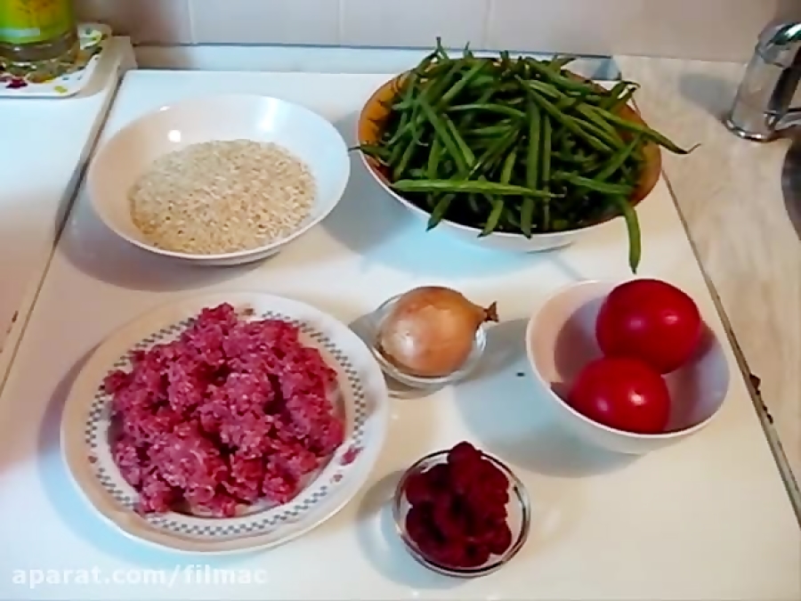 لوبیا پلو با گوشت چرخ کرده