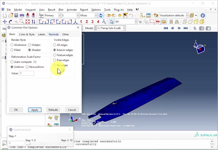ABAQUS Tutorial Aircraft Speed Brake Connector Analytical Field