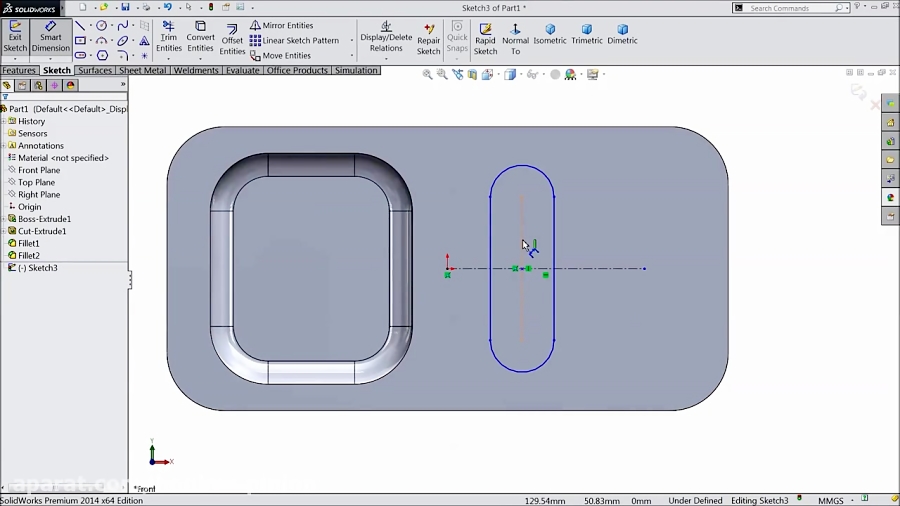 Solidworks tutorial sketch kitchen sink in Solidworks