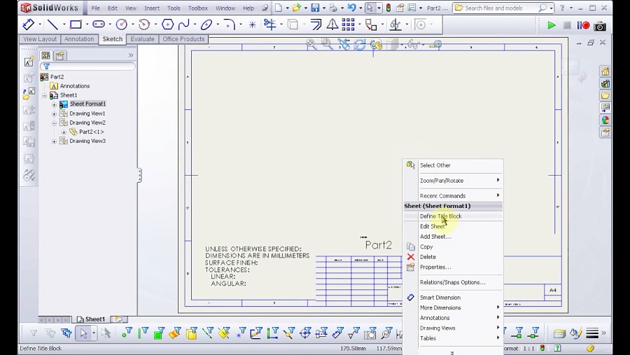 Edit Sheet Format In SolidWorks