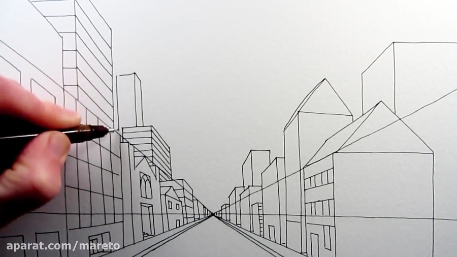 How To Draw A City Street View In One Point Perspective Tl دیدئو Dideo