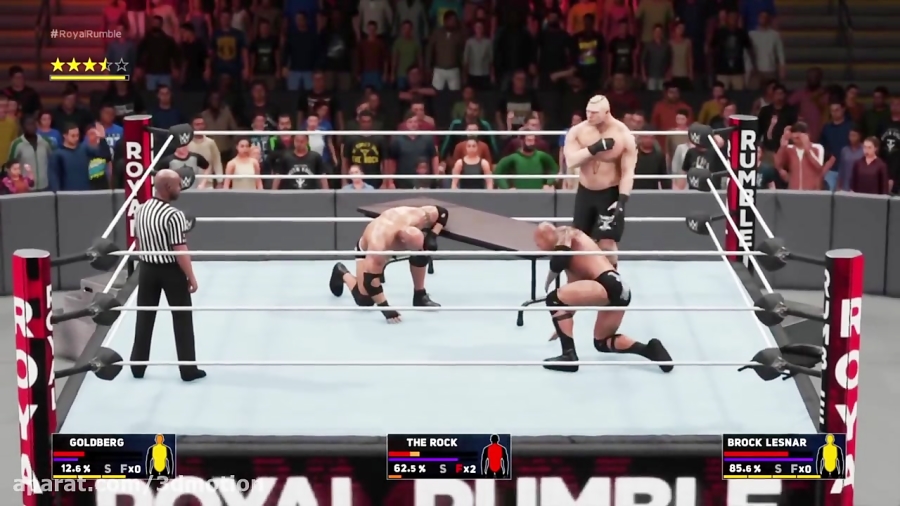 Brock Lesnar vs.The Rock vs Goldberg- Triple Threat  Match :WWE-2K18-Gameplay