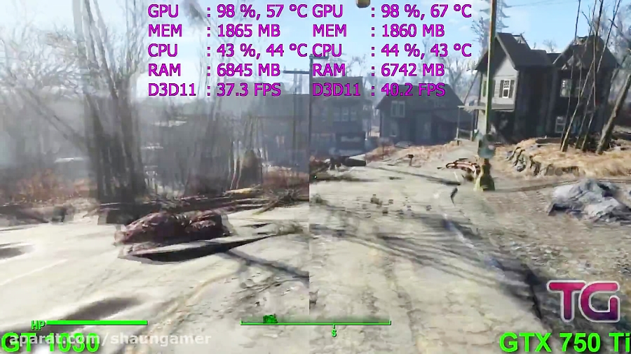 GT 1030 vs GTX 750 Ti in Fallout 4 ( Pentium G4560 )