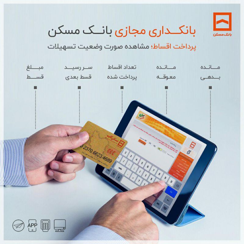 مشاهده صورت وضعیت کارت تسهیلات در کیوسک بانک، اینترنت بانک و یا ربات تلگرام بانک مسکن